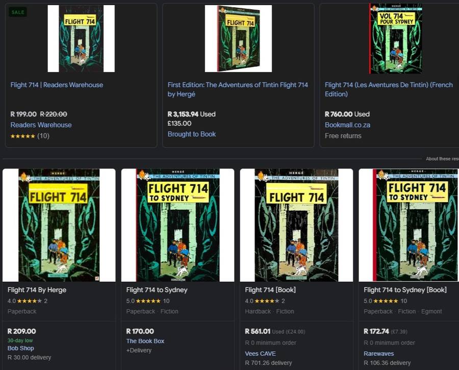 The Adventures Of TinTin by Herge Flight 714 cartoon comic book collectable