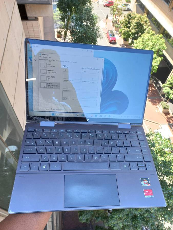 Hp x360 Ryzen 5, 8GB ram, 512GB SSD, Battery Excellent, Screen is okay Touch cracked works sometimes