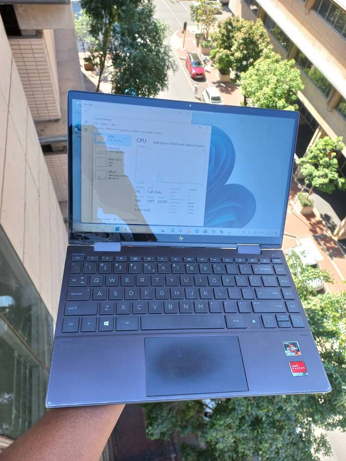 Hp x360 Ryzen 5, 8GB ram, 512GB SSD, Battery Excellent, Screen is okay Touch cracked works sometimes