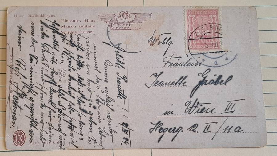 Antique Postcard - 1924 - Hermann Rüdisühli (1864-1944) Swiss Artist