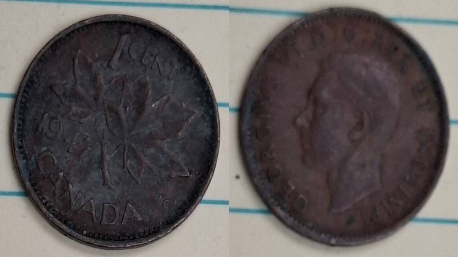 1947 - Canada - 1 Cent - George VI - Demonetised No - Bronze