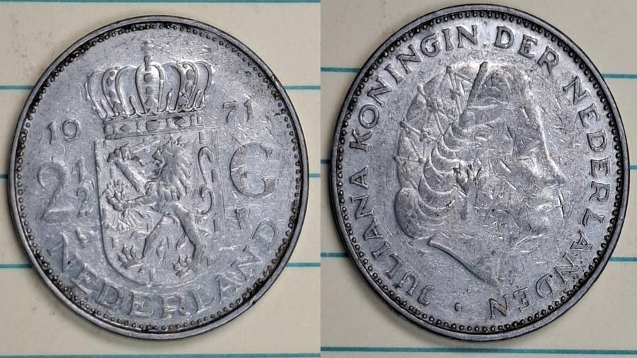 1971 - Nederland - 2½ Gulden - Juliana - Demonetised Feb 2002 - Nickel