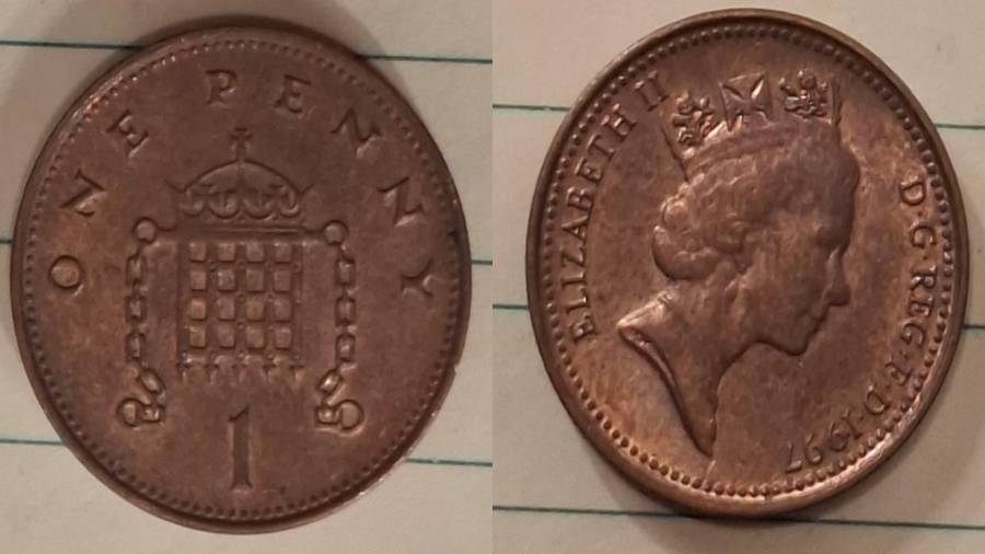 1997 - UK - 1 Penny - Elizabeth II - Demonetised No - Copper plated steel