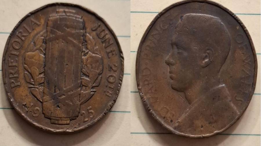 1925 - Commemorative Medal - Edward Prince of Wales South Africa 1925 - Pretoria -  -  - Demonetised