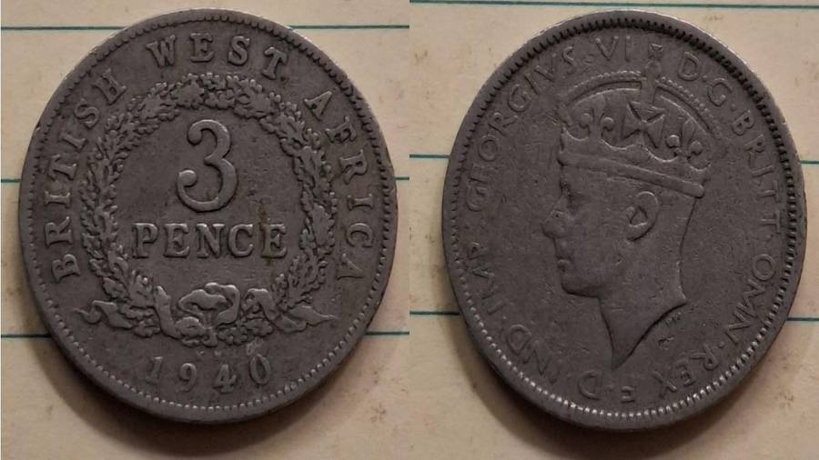 1940 KN - British West Africa - 3 Pence  - George VI - Demonetised Yes - Copper-nickel