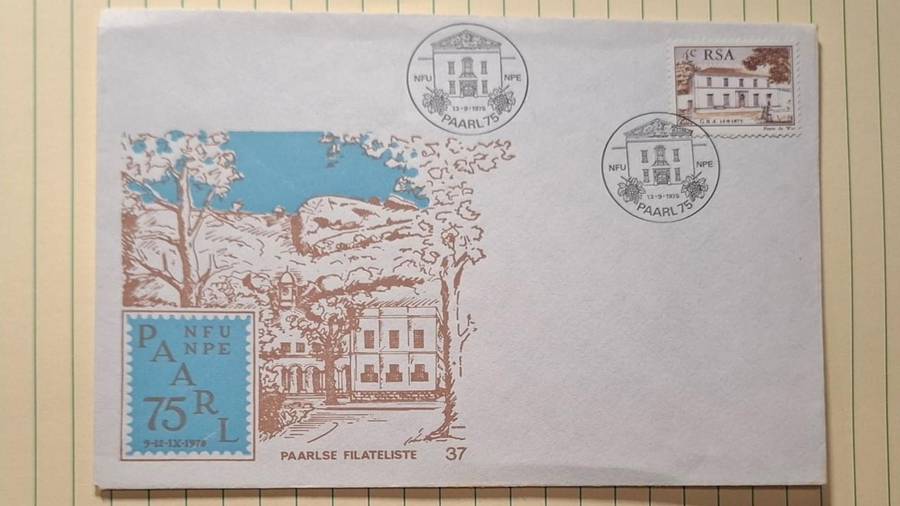 1975 - RSA - FDC without insert - Paarlse Philatelist 37 - Postmark Paarl 75