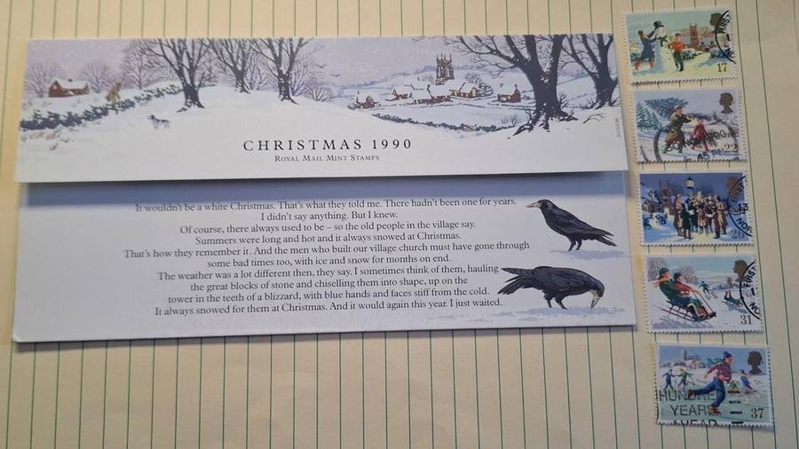 1990 - UK - Used : 17 + 22 + 26 + 31 + 37 - Christmas Royal Mail Brochure with Stamps