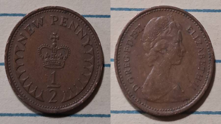 1971 - UK - ½ New Penny - Elizabeth II -   Demonetised - Dec 1984 - Bronze