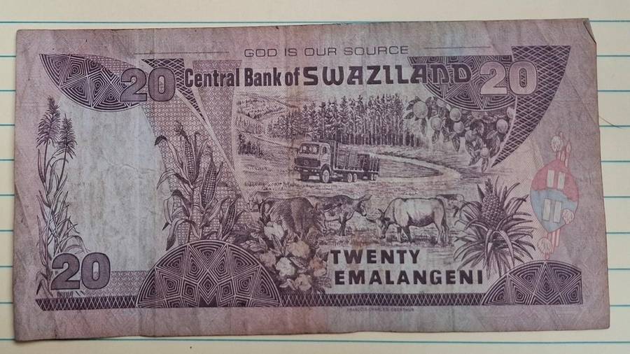 2001 - Swaziland - 20 Emalangeni - Signature: Majozi V Sithole - Demonetised Yes - AT 9597803