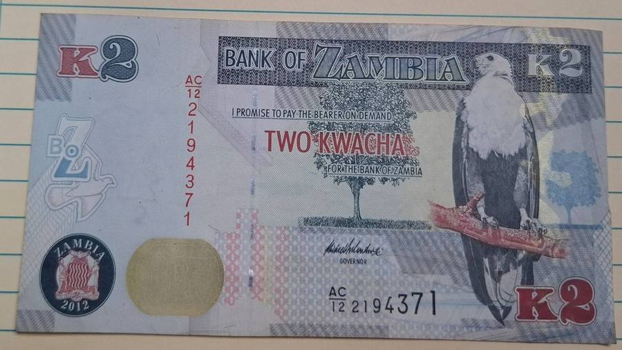 2012 - Zambia - 2 Kwacha - Signature : Michael Gondwe - Demonetised No - AC12 2194371