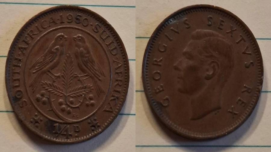 1950 - South Africa - ¼ Penny - George VI - Demonetised Mar 1961 - Bronze