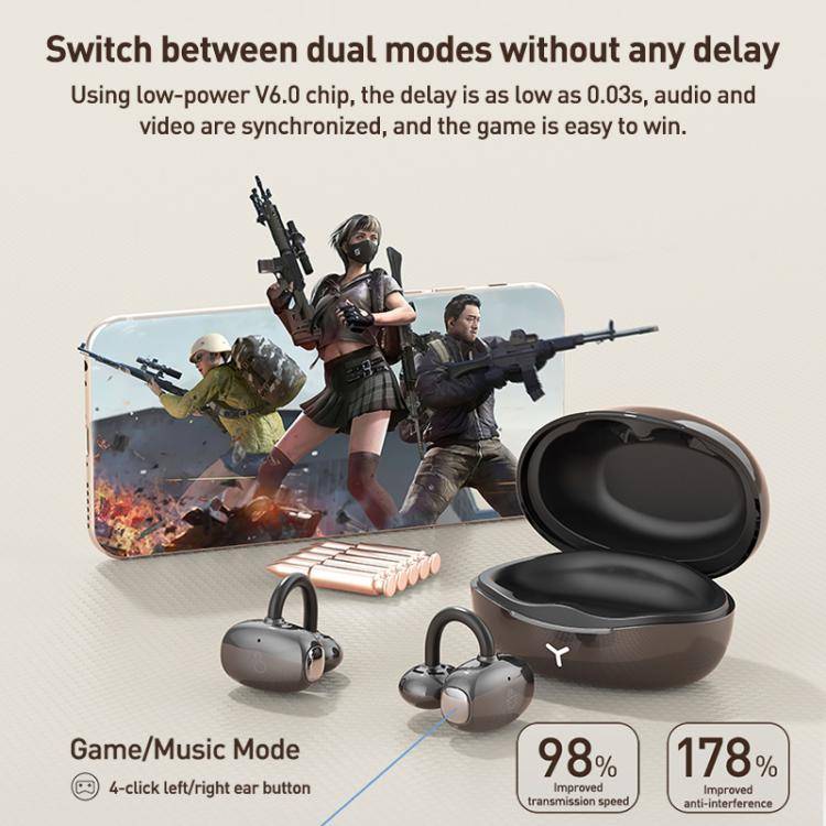ZGA GS24 Ear Clip Wireless Bluetooth Earphones(Black)