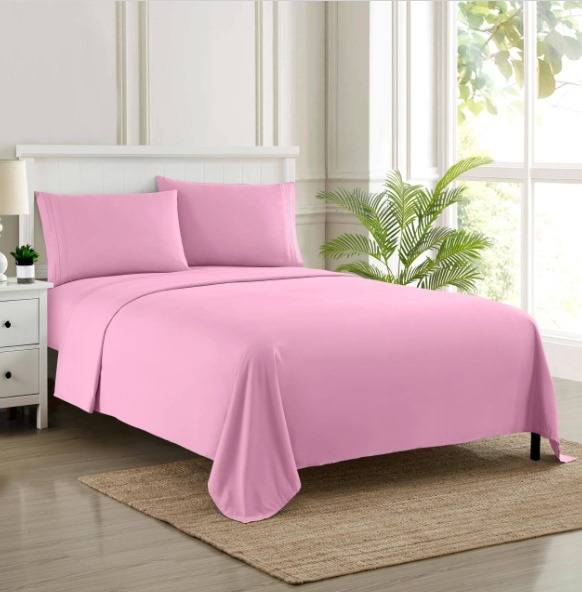 Queen Size Microfibre Fitted Sheet - Light Pink