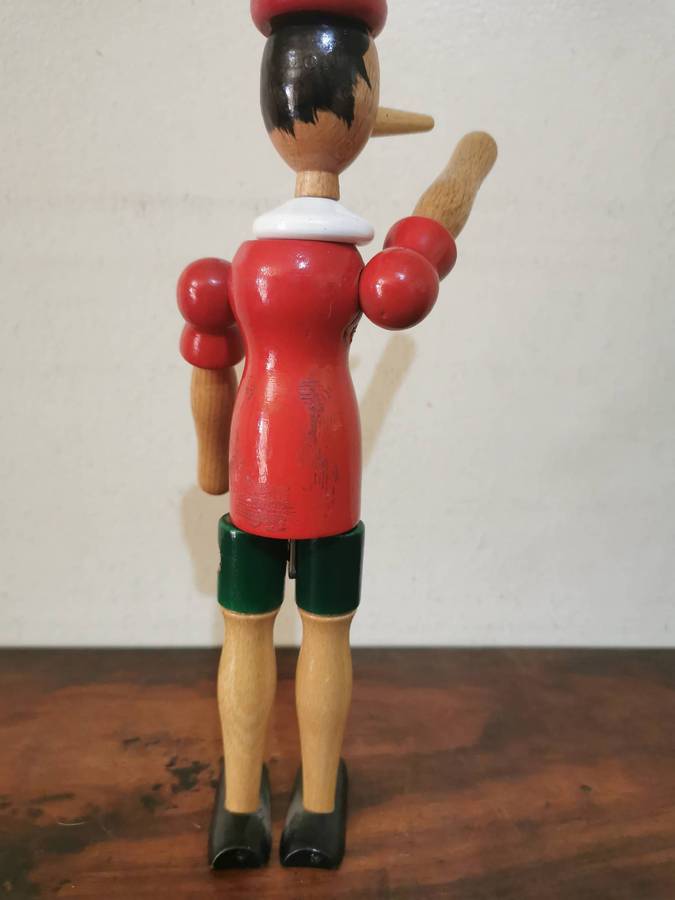 Made in Italy - Vintage Wooden Pinocchio Figurine with Moving Parts 25cm Tall