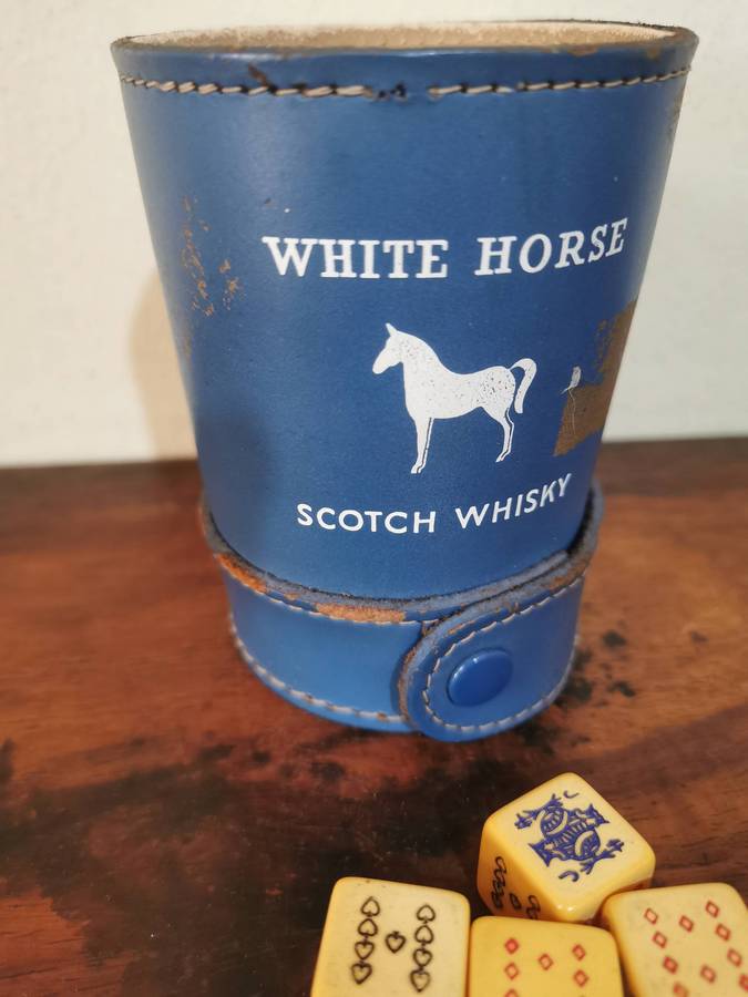 Vintage White Horse Poker Dice Set