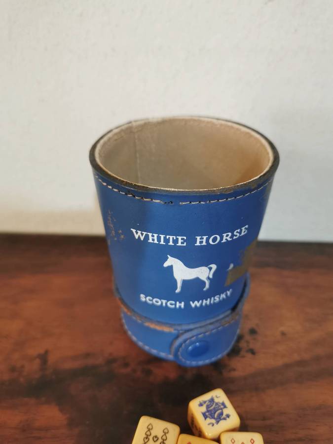 Vintage White Horse Poker Dice Set