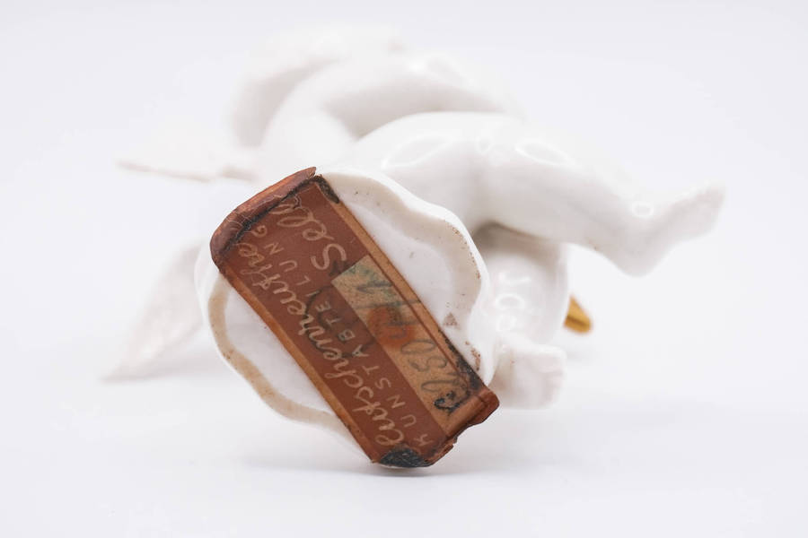 Hutschenreuther Selb Cherub with Gold Triangle  German porcelain putto musician (Kunstabteilung)