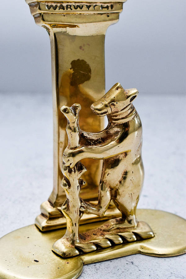 Vintage Brass Warwick Castle Souvenir Letter HolderBear & Ragged Staff Heraldic Design(c.19001950)