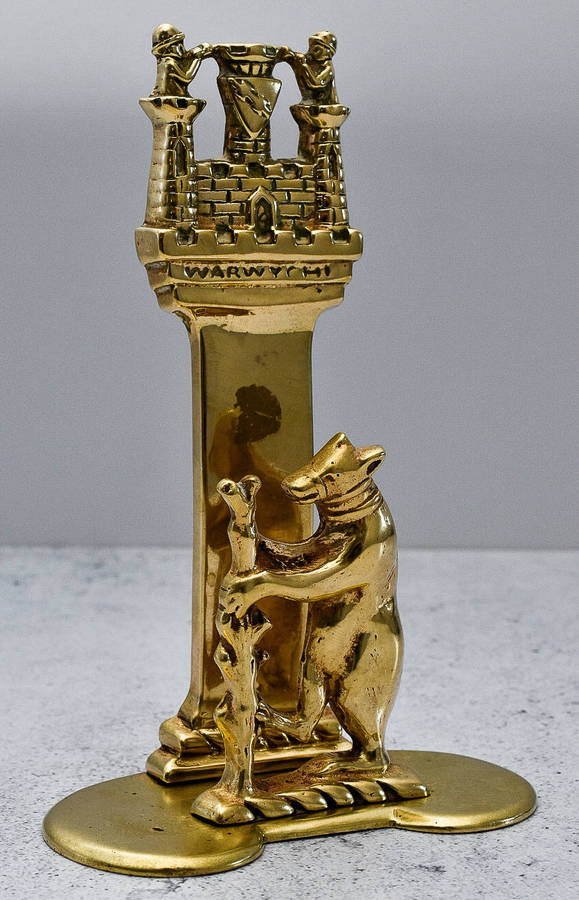 Vintage Brass Warwick Castle Souvenir Letter HolderBear & Ragged Staff Heraldic Design(c.19001950)