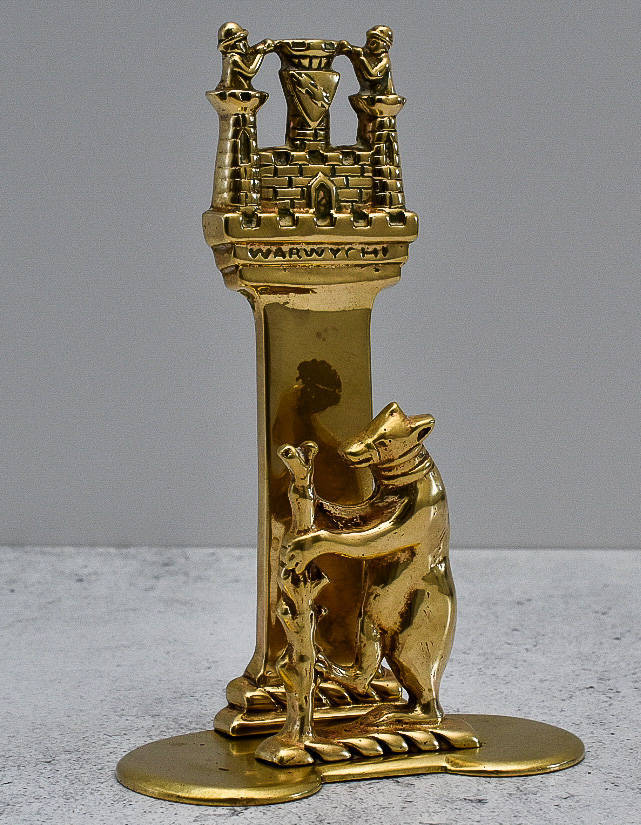 Vintage Brass Warwick Castle Souvenir Letter HolderBear & Ragged Staff Heraldic Design(c.19001950)