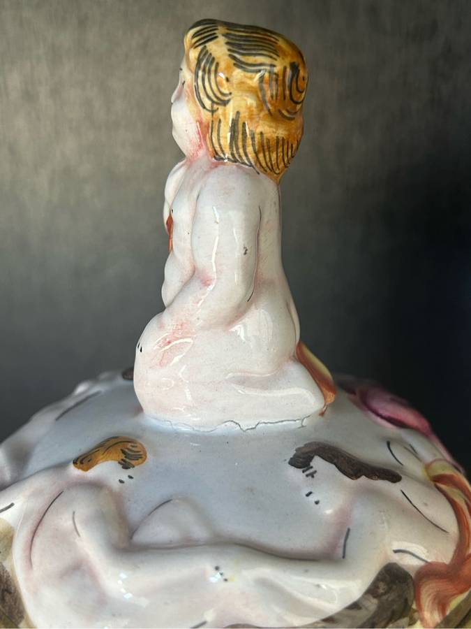 Capodimonte Italian Porcelain Relief Scene Nudes Mug/Stein Figural Handle