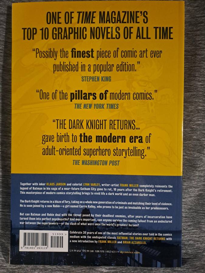 Batman:The Dark Knight Returns 30th Anniversary Edition [ISBN 9781401263119](DC Comics)
