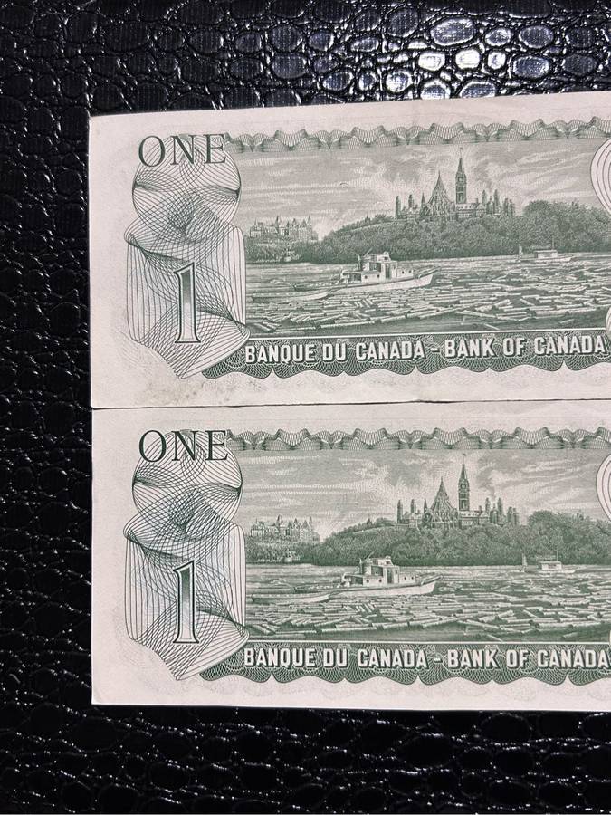 TWO CANADA ONE DOLLAR NOTES IN A/U CONDITION
