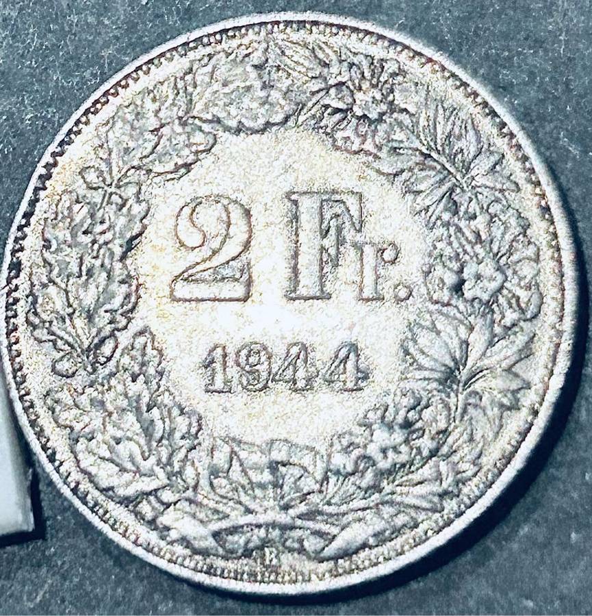 1944 SWITZERLAND SILVER 2 FRANC  HELVITIA