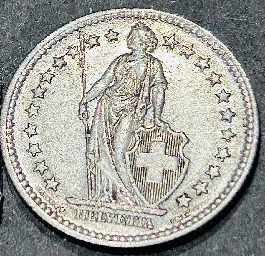 1944 SWITZERLAND SILVER 2 FRANC  HELVITIA