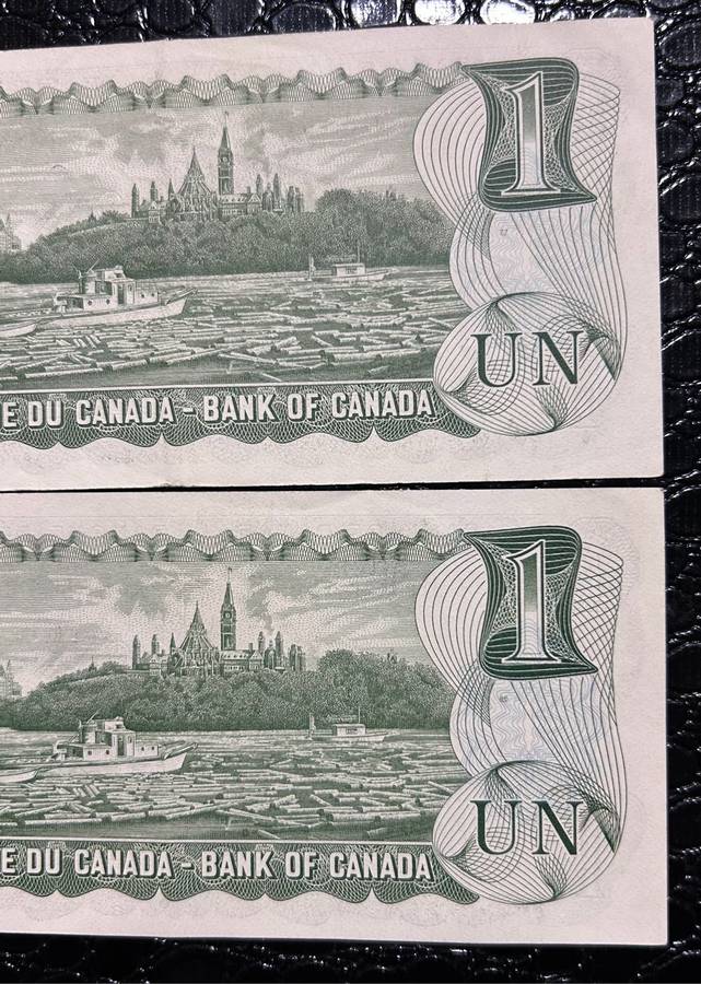 TWO CANADA ONE DOLLAR NOTES IN A/U CONDITION