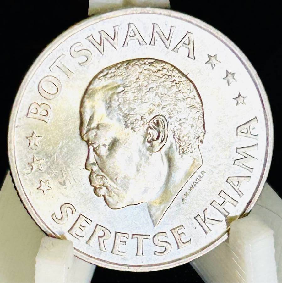 Botswana 50c  (80%) SILVER 30 September 1966 Independance coin Low mintage