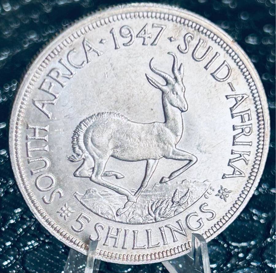 South Africa 1947 5 Shillings Silver Coin ( Weight : 28.27 g ) FULLY UNC