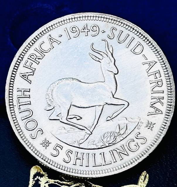 1949 UNION 5 SHILLING (CROWN) POSSIBLE "SS" MINTAGE COIN SEE IMAGE LOW MINTAGE AND 80% SILVER