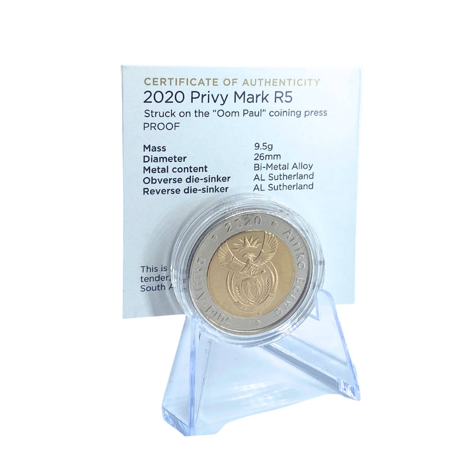 2020 South Africa Oom Paul Mintmark R5 *** Mintage ONLY 328 *** With Certificate in original box
