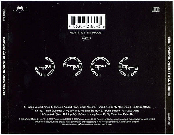 Billie Ray Martin - Deadline for my Memories (Music CD)