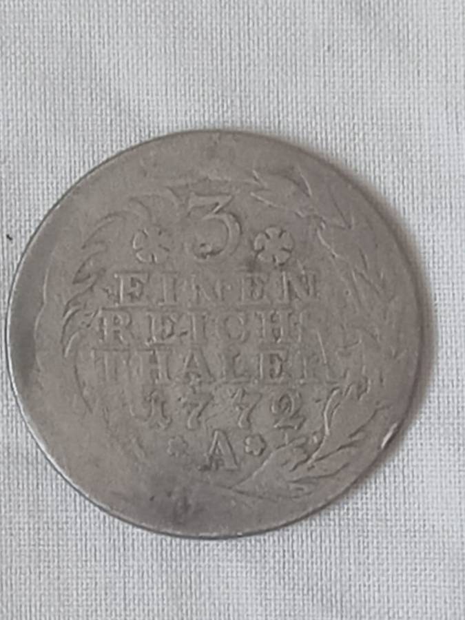 Rare vintage collectors 1772 Deutschland 3 Einen Reich Thaler coin