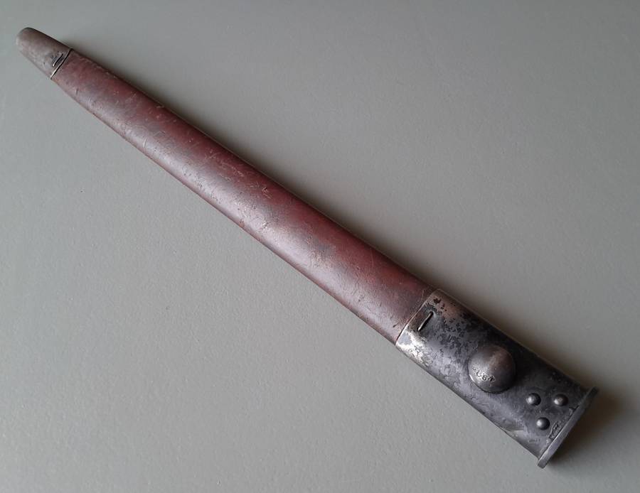 S.A. Police Issue WW2 1907 Pattern Wilkinson Sword Bayonet With Rare Brown Leather Scabbard.
