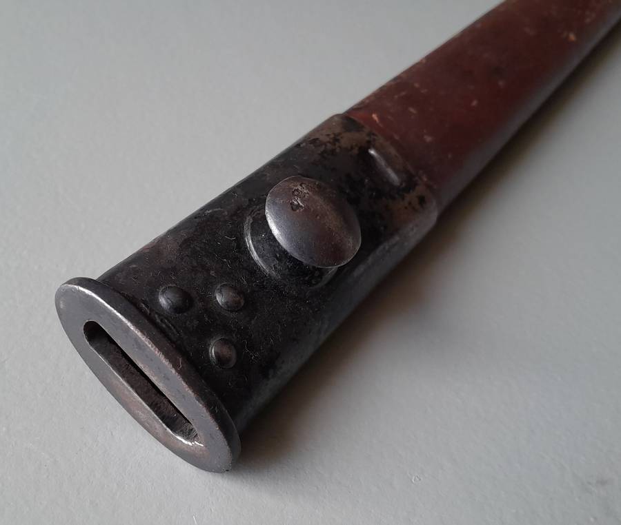 S.A. Police Issue WW2 1907 Pattern Wilkinson Sword Bayonet With Rare Brown Leather Scabbard.