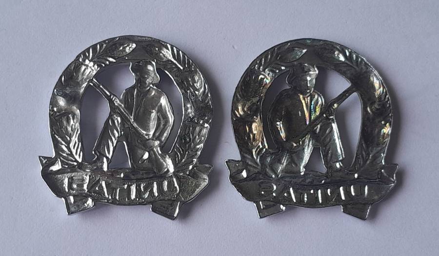 Pair SADF Commando Collar Badges (Facing).  Pins Intact.
