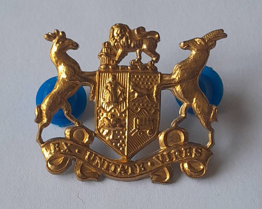 SADF Sergeant Major Class 2 Gilt Badge. All Pins Intact.