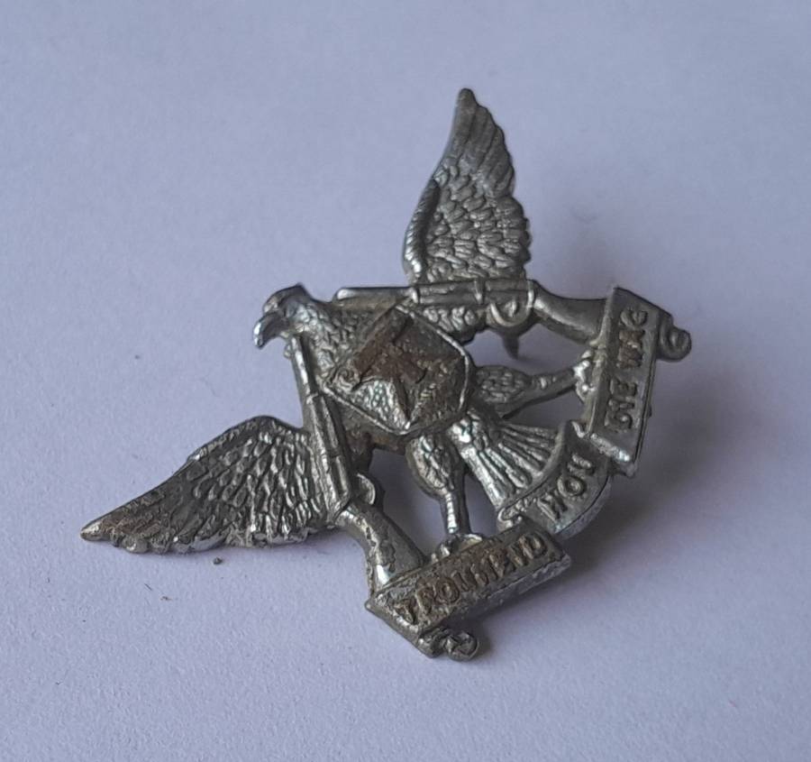 SADF Regiment De Wet Chromed Badge.  1 Pin Intact.