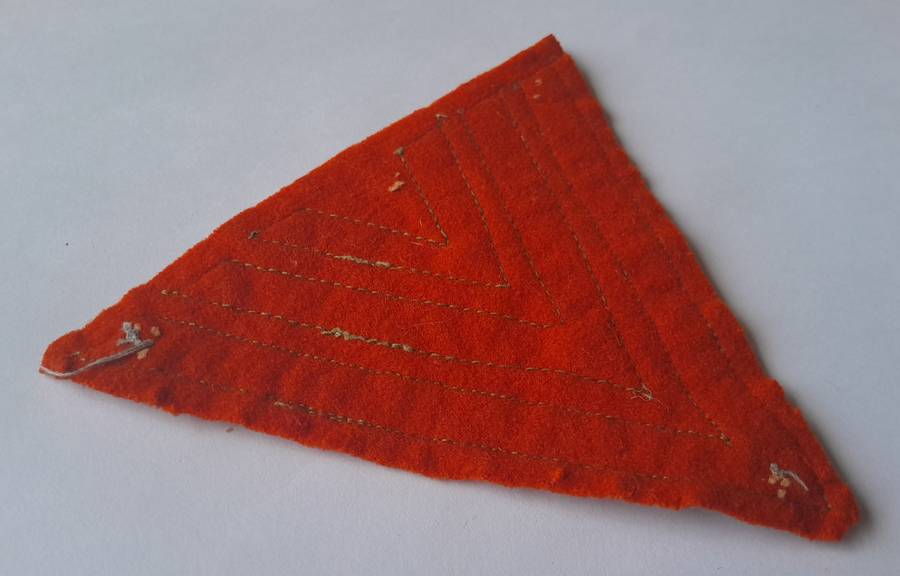 WW2 SA Army Sergeant's Rank Stripes With Orange S.P.F.S Backing.