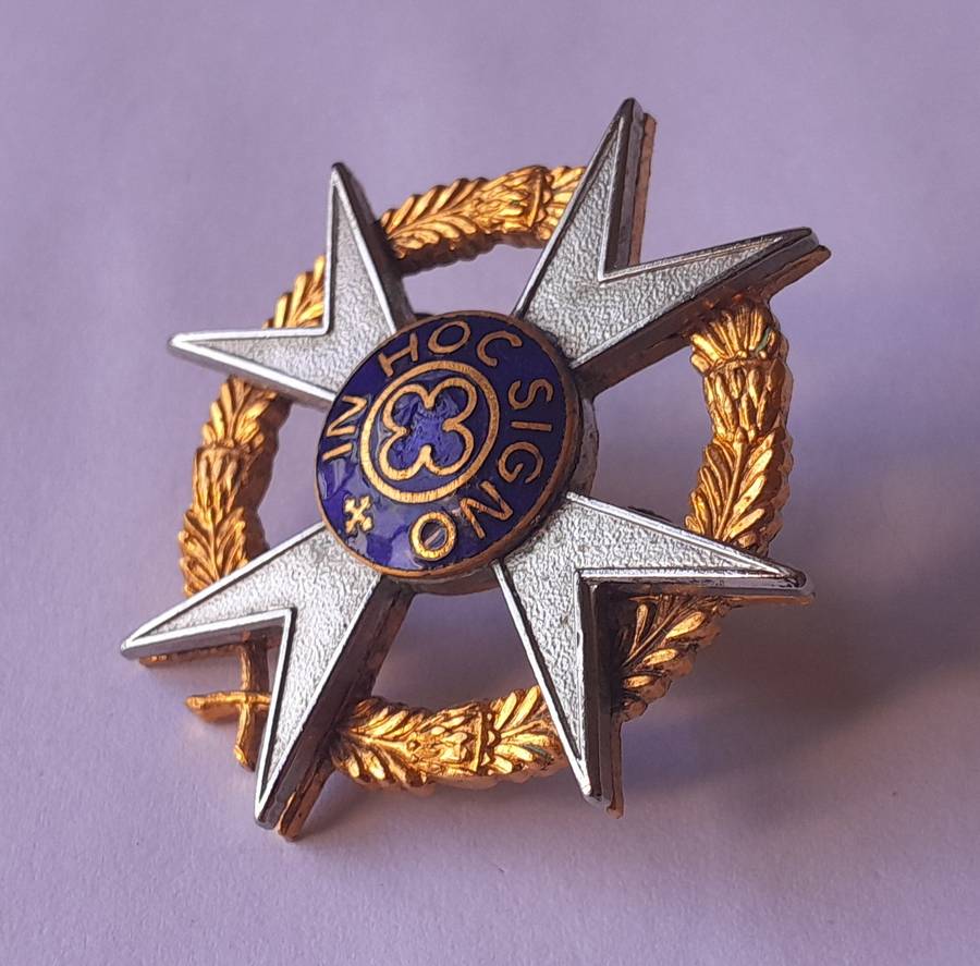 SADF Chaplain Cap Badge.  All Screw Lugs Intact.