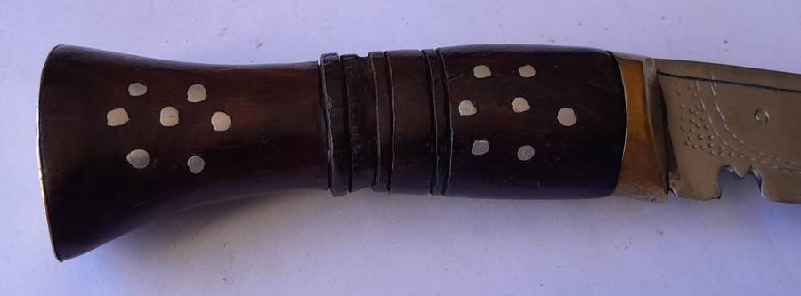 Vintage Nepalese Gurkha Kukri Dagger with Engraved Blade and Scabbard.