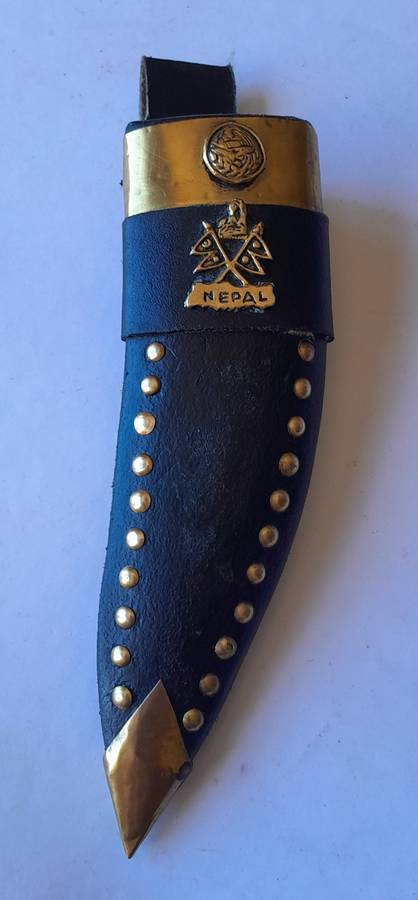 Vintage Nepalese Gurkha Kukri Dagger with Engraved Blade and Scabbard.