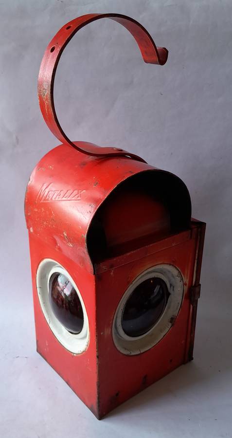 Original Complete "Metalix" Four Sided Railway Lamp. 44cm.