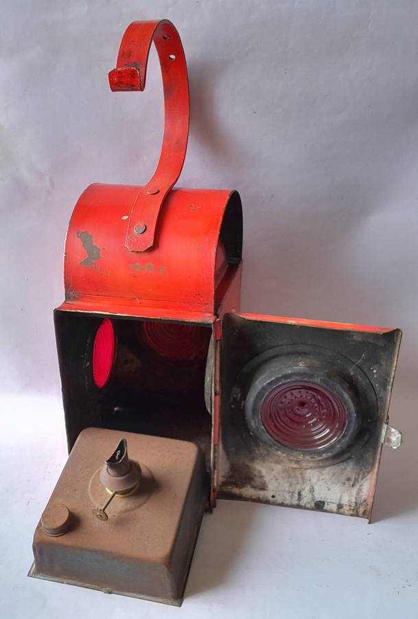 Original Complete "Metalix" Four Sided Railway Lamp. 44cm.