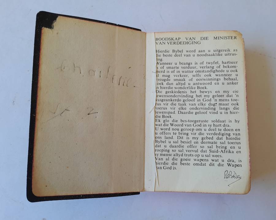 Rare Vintage SADF Issue Afrikaans Bible.