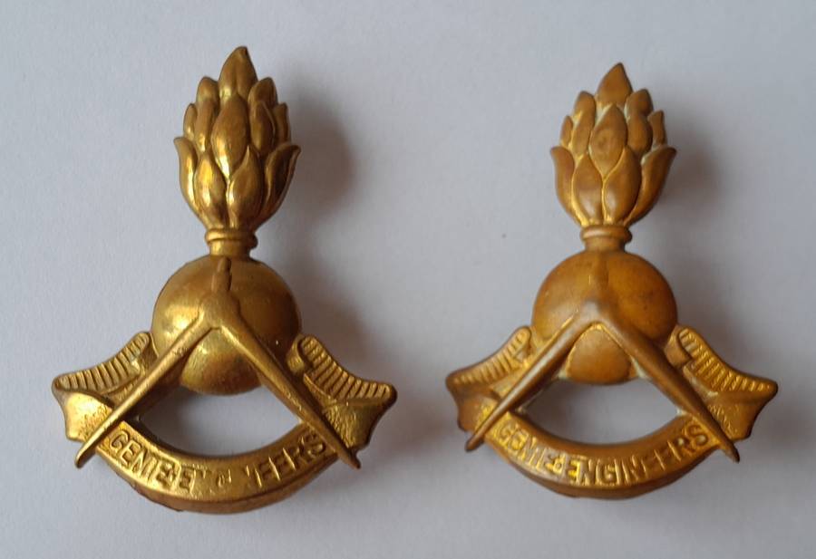 Pair SA Army Engineer Corps Badges.  Lugs Intact.
