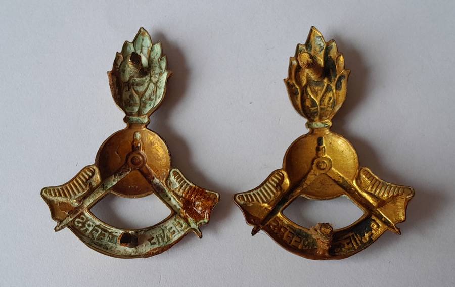 Pair SA Army Engineer Corps Badges.  Lugs Intact.